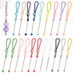 (52) Непрозрачная лаванда 20 шт. 16 цвета сплава стержни бисерные подвесные украшения, с карабин-лобстерами , платина, 128~177 мм, 1 шт / цвет