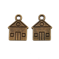 Античная Бронза Сплавочные подвески тибетского стиля, дом, античная бронза, 16x12x1 мм, отверстие : 2 мм