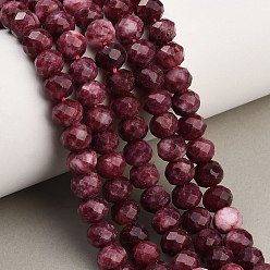 Rose Vieux Rangs de perles de jade blanc naturel teintées et facettées, rondelle, vieux rose, 8x5.5~6mm, Trou: 1mm, Environ 64~66 pcs/chapelet, 14.76~15.16'' (37.5~38.5 cm)