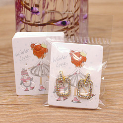 Human 100Pcs Paper Earring Display Cards, Jewelry Display Cards for Earring Storage, Rectangle, Princess Pattern, 5x4cm