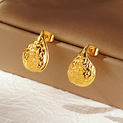 Золотой Минималистичные 304 геометрические серьги-гвоздики в форме капли из нержавеющей стали для повседневной носки, золотые, 20.08x13.36 мм