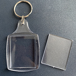 Rectangle Прозрачная фоторамка, пустые акриловые брелки, с раздельными брелоками, прямоугольные, 6.8x4.3 см
