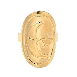 Настоящее золото 18K Ионное покрытие (IP) 304 Луна из нержавеющей стали со звездочкой, открытая манжета для женщин, реальный 18 k позолоченный, внутренний диаметр: 18 мм