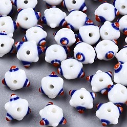 White Handmade Bumpy Lampwork Beads, White, 10~11x11~12x7~8mm, Hole: 1.4~1.6mm