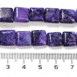 Indigo Natural Dolomite Beads Strands, Dyed, Sqaure, Indigo, 10x10x4.5mm, Hole: 1.4mm, about 40pcs/strand, 15.55 inch(39.5cm)