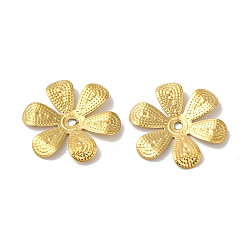 Золотой 304 из нержавеющей стали шарик крышки, 6-лепестков цветка, золотые, 17.5x1.5 мм, отверстие : 1.4 мм