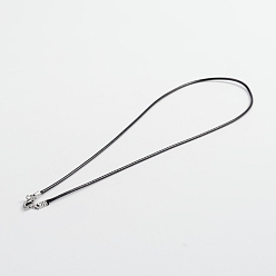 Black Waxed Cord Necklace Making, with Platinum Brass Lobster Clasps, Black, 17.72 inch(45cm), about 100strands/bag