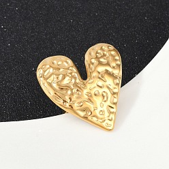 Золотой 304 из нержавеющей стали манжеты кольца, сердце, золотые, 31x33 мм, внутренний диаметр: 17 мм