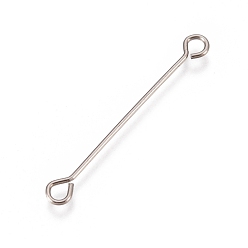 Stainless Steel Color 304 Stainless Steel Eye Pins, Double Sided Eye Pins, Stainless Steel Color, 26x3x0.5mm, Hole: 1.7mm