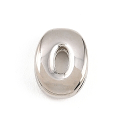 Letter O Латунные бусины, долговечный, стойки покрытие, без свинца и без кадмия, платина, Письмо O, 14x10x5 мм, отверстие : 11x3 мм