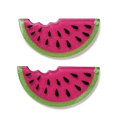 Арбуз Непрозрачные печатные акриловые подвески, арбуз, 40x20x2.5 мм, отверстие : 1.6 мм