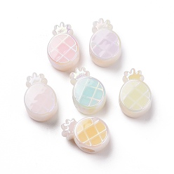 (52) Непрозрачная лаванда УФ-покрытие Радужные переливающиеся акриловые европейские бусины, бусины с большим отверстием, с эмалью, ананас, разноцветные, 15x10x7.5 мм, отверстие : 4 мм