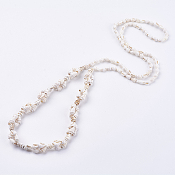 Floral White Spiral Shell Necklaces, Floral White, 36.6 inch (93cm)