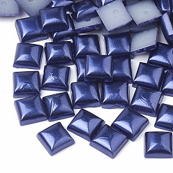 Prussian Blue ABS Plastic Imitation Pearl Cabochons, Square, Prussian Blue, 6x6x3.5mm, about 5000pcs/bag