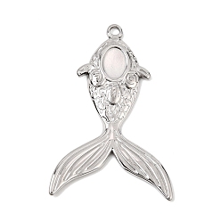 Couleur Acier Inoxydable Pendentifs en acier inoxydable, charmes de poissons, couleur inox, 304mm, Trou: 34.5x23x2.5mm