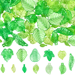 Зеленый лайм 540 шт 12 стили прозрачные акриловые подвески, лист, зеленый лайм, 9.7~28x5~20x1.2~4 мм, отверстие : 1.2~2 мм, 45 шт / стиль