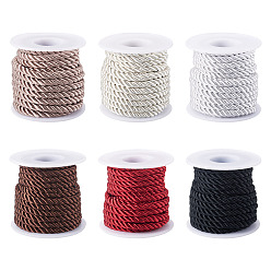 Gemischte Farbe 6 Rollen 6 Farben Polyesterschnur, verdrillte Schnur, Gemischte Farbe, 5 mm, ca. 4.37 Yards (4 m)/Rolle, 1 Rolle / Farbe