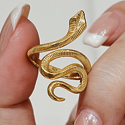 Золотой Латунные регулируемые манжеты для женщин, змея, золотые, 30 мм, внутренний диаметр: регулируемый