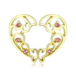 Золотой Кольца для сосков в виде сердца из сплава со стразами и розой, кольца для сосков без перфорации, золотые, 23x20 мм