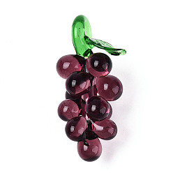 Фиолетовый Большие подвески, лэмпворк, ручная работа , винограды, фиолетовые, 58x30x26 мм, отверстие : 9x7 мм