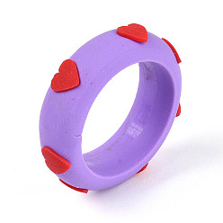 Средний Фиолетовый Ручной полимерной глины палец кольца, сердце, средне фиолетовый, 7.5~8 мм, внутренний диаметр: 18.5~20 мм