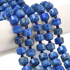 Ляпис-Лазурь Нитки бусины из натурального ляписа-лазури, граненые, диск, Heishi бусы, с бисером, 11~12x8~9 мм, отверстие : 0.7~0.8 мм, примерно 32~33шт/нить 15.16''~15.39''(38.5~39.1см)