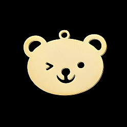 Медведь 201 подвески из нержавеющей стали, прелести животных, золотые, Медведь Pattern, 23x19 мм