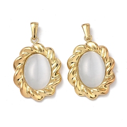 Золотой 304 из нержавеющей стали Cat Eye подвески, витые овальные подвески, золотые, 33x23x6 мм, отверстие : 7.5x3 мм