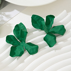 Морско-зеленый Серьги-гвоздики из сплава с цветочной росписью, цвета морской волны, 72x45 мм