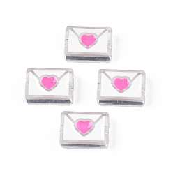 Белый Дым Прозрачные акриловые бусины, с эмалью, конверт, серый, 22x16x9 мм, отверстие : 3 мм