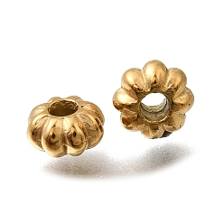 Настоящее золото 18K 304 из нержавеющей стали бусы, ионное покрытие (ip), цветок, реальный 18 k позолоченный, 6.5x3.5 мм, отверстие : 2 мм