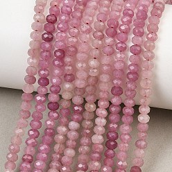 Orchid Dyed Natural Whie Jade Beads Strands, Rondelle, Faceted, Orchid, 4x3~3.5mm, Hole: 0.8mm, about 105~106pcs/strand, 14.57''~14.76''(37~37.5cm)