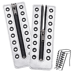 Серебро 2 шт. ПУ аксессуары для молнии, серебряные, 160x55x3 мм