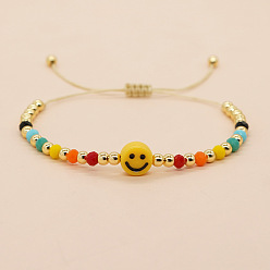 Разноцветный Акриловые бусины плетеные браслеты из бисера, бусины beass и украшения в виде улыбающегося лица для женщин, красочный
