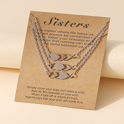 Платина Тройное сердце тема выпускного вечера сплав кристалл горный хрусталь звено цепи 3 многослойные ожерелья, платина, 17.72 дюйм (45 см)