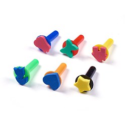 Random Single Color or Random Mixed Color Plastic and Sponge Stamp, Painting Tools for Children, Mixed Shapes, Random Single Color or Random Mixed Color, 74~75.5x41mm, 6pcs/set