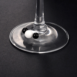 Piedra Negra De piedras preciosas naturales encantos de vidrio de vino, con copa de vino de latón encanto anillos pendientes de aro, el color plateado de plata, 30 mm