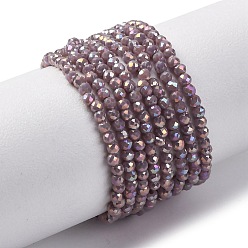 Темная Орхидея Прозрачные стеклянные бусины гальваническим пряди, нити круглых бусин, граненые, темные орхидеи, 2 мм, отверстие : 0.6 мм, около 182~188 шт / нитка, 13.78~14.33'' (35~36.4 см)