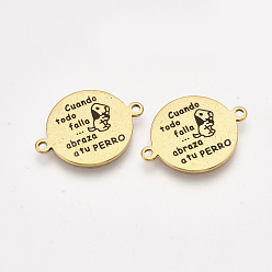 Золотой 304 соединители цитат из нержавеющей стали, с эмалью, плоские круглые со словом, золотые, 21.5x16x1 мм, отверстие : 1.4 мм