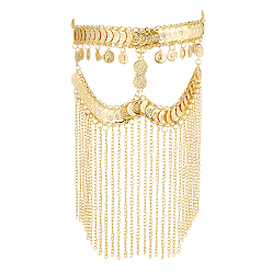 Golden 1Pc Alloy Coin Tassel Masquerade Masks, Party Decor, Golden, 835x260mm