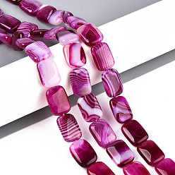 Камелия Природный агат бисер нитей, окрашенные, прямоугольные, камелия, 17~19x13~14x5~6.5 мм, отверстие : 1 мм, около 22 шт / нитка, 15.55~15.75 дюйм (39.5~40 см)