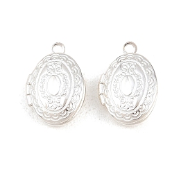 Посеребрённый Овальные латунные подвески-медальоны, стойки покрытие, долговечный, без свинца и без кадмия, 925 серебро покрытием, 16x11x4 мм, отверстие : 1.5 мм, внутренний диаметр: 9x6 мм