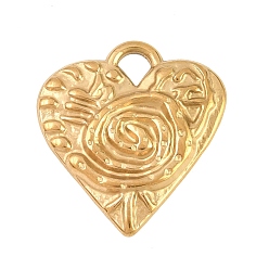 Золотой Текстурированные 304 подвески из нержавеющей стали, подвеска в виде спирального сердца, золотые, 21.5x20x2 мм, отверстие : 3x3 мм
