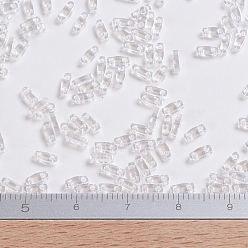 (QTL160) Crystal Luster MIYUKI Quarter TILA Beads, Japanese Seed Beads, 2-Hole, (QTL160) Crystal Luster, 5x1.2x1.9mm, Hole: 0.8mm, about 4800pcs/100g