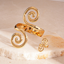 Золотой Наборы браслетов-манжет и колец-манжет из сплава с двойным завитком, золотые, внутренний диаметр: 60 мм