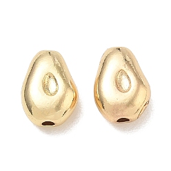 Chapado en Oro Real 18K Abalorios de latón, forma de aguacate, real 18 k chapado en oro, 10x7.5x4.5 mm, agujero: 1.6 mm