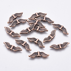 Красная Медь Сплавочные овальные бусины тибетского стиля , кадмия и никеля свободно и, без свинца, крыло, красная медь, 21x6.5x2.5 мм, отверстие : 1.5 мм, Около 1005 шт / 1000 г