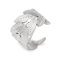 Stainless Steel Color Leaf 304 Stainless Steel Finger Rings Components, with Loop, Tarnish Free, Stainless Steel Color, 14.5mm, Hole: 1.8mm, 19mm