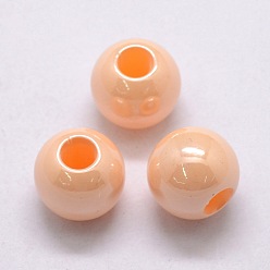 PeachPuff ABS Plastic Imitation Pearl European Beads, Large Hole Rondelle Beads, Pearlized, PeachPuff, 12x10mm, Hole: 5mm, about 500pcs/bag