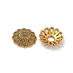 Античное Золото Тибетском стиле сплав шарик крышки, без кадмия и без свинца, цветок, античное золото , 11.5x2.5 мм, отверстие : 2.5 мм, Около 2380 шт / 1000 г